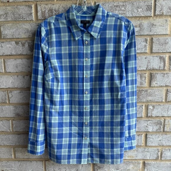 Talbots Long Sleeve Button Up Collared Plaid 100% Cotton Shirt Women's Size S - Picture 1 of 8